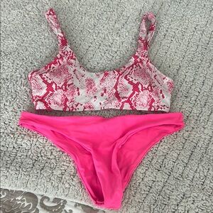 Pink and White Snakeskin Bikini Set
